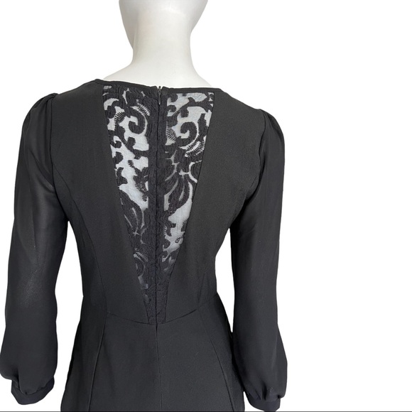 Long Sleeve Black Romper with Lace Insert - Picture 6 of 8